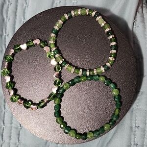 Handmade Green Beaded Bracelet Set